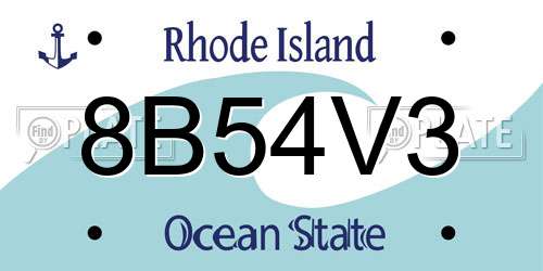 8B54V3 Rhode Island License Plate