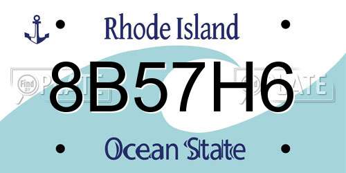 8B57H6 Rhode Island License Plate