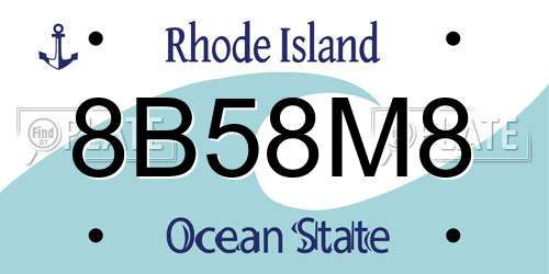 8B58M8 Rhode Island License Plate