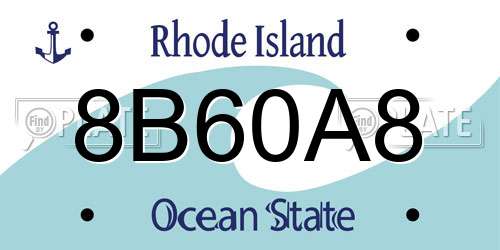 8B60A8 Rhode Island License Plate