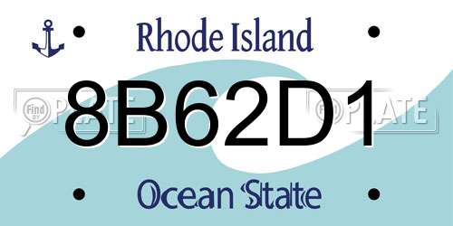 8B62D1 Rhode Island License Plate