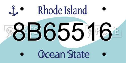 8B65516 Rhode Island License Plate