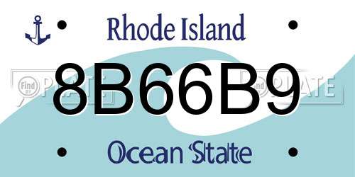 8B66B9 Rhode Island License Plate
