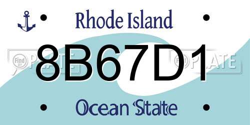 8B67D1 Rhode Island License Plate