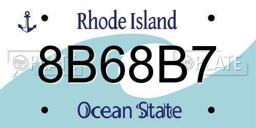 8B68B7 Rhode Island License Plate