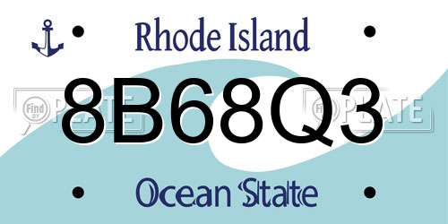 8B68Q3 Rhode Island License Plate