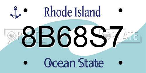 8B68S7 Rhode Island License Plate