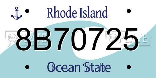 8B70725 Rhode Island License Plate