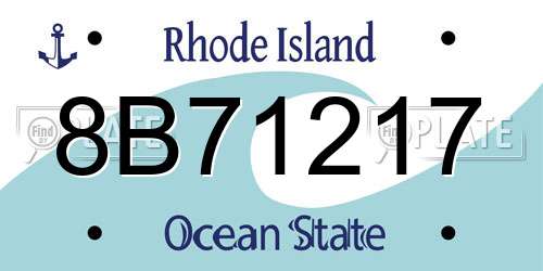8B71217 Rhode Island License Plate