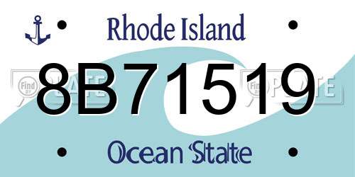 8B71519 Rhode Island License Plate