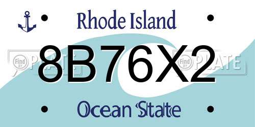 8B76X2 Rhode Island License Plate
