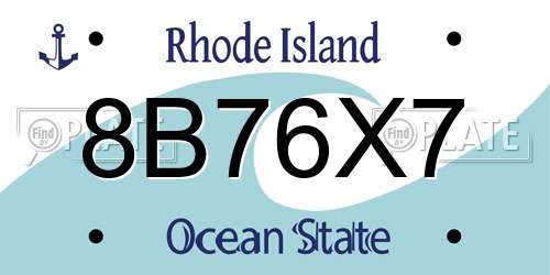 8B76X7 Rhode Island License Plate