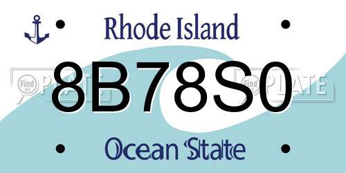 8B78S0 Rhode Island License Plate