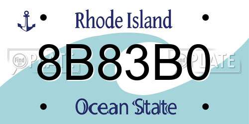 8B83B0 Rhode Island License Plate