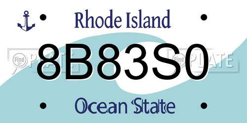 8B83S0 Rhode Island License Plate