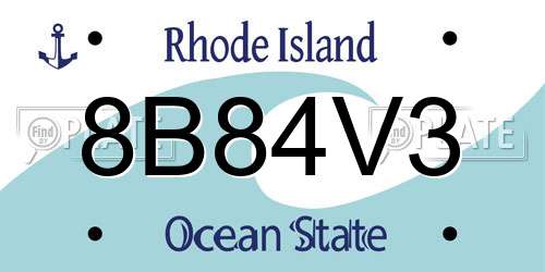 8B84V3 Rhode Island License Plate