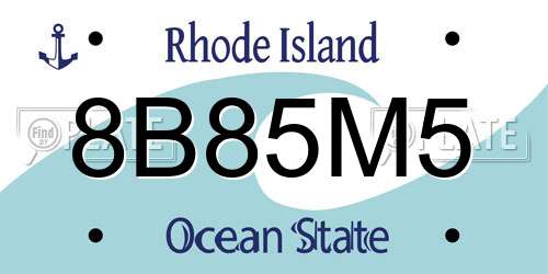 8B85M5 Rhode Island License Plate