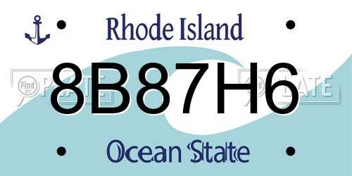 8B87H6 Rhode Island License Plate