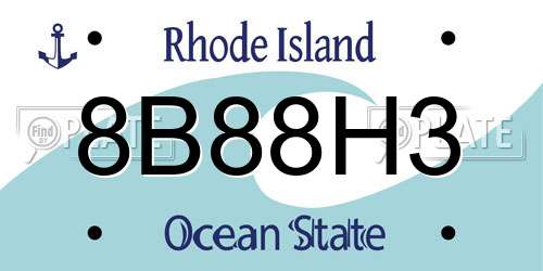 8B88H3 Rhode Island License Plate