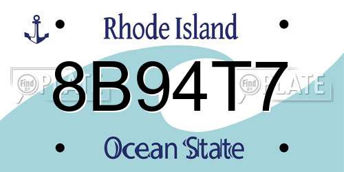 8B94T7 Rhode Island License Plate