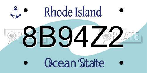 8B94Z2 Rhode Island License Plate