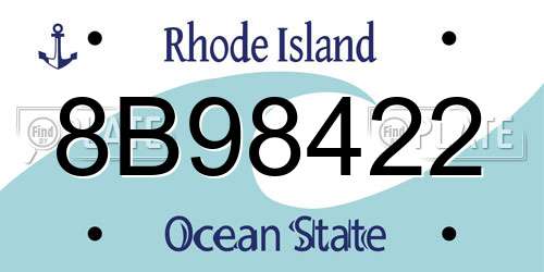 8B98422 Rhode Island License Plate