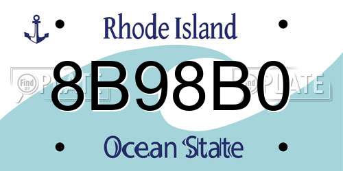 8B98B0 Rhode Island License Plate