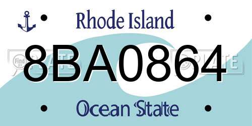 8BA0864 Rhode Island License Plate