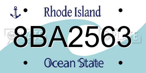 8BA2563 Rhode Island License Plate