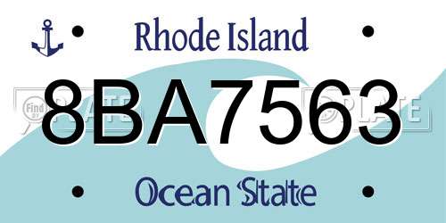 8BA7563 Rhode Island License Plate
