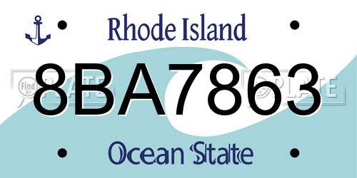 8BA7863 Rhode Island License Plate