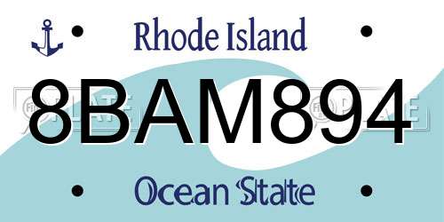 8BAM894 Rhode Island License Plate