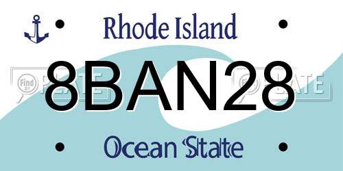 8BAN28 Rhode Island License Plate