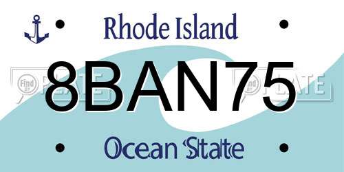8BAN75 Rhode Island License Plate