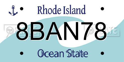 8BAN78 Rhode Island License Plate