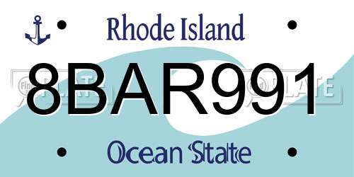 8BAR991 Rhode Island License Plate