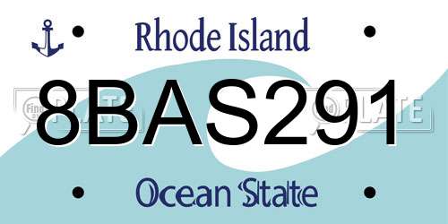8BAS291 Rhode Island License Plate