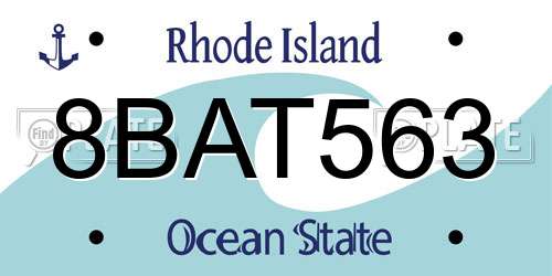 8BAT563 Rhode Island License Plate