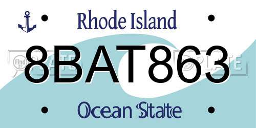 8BAT863 Rhode Island License Plate