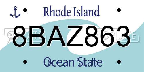 8BAZ863 Rhode Island License Plate