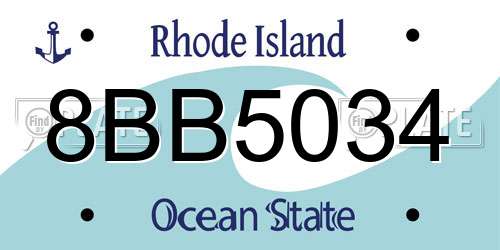 8BB5034 Rhode Island License Plate