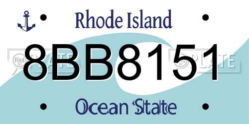 8BB8151 Rhode Island License Plate