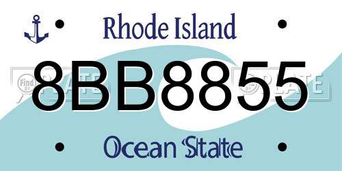 8BB8855 Rhode Island License Plate