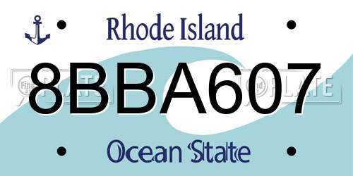8BBA607 Rhode Island License Plate