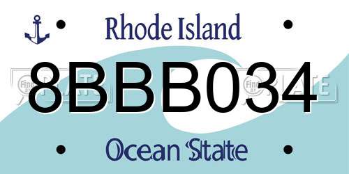 8BBB034 Rhode Island License Plate