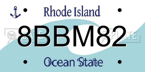 8BBM82 Rhode Island License Plate
