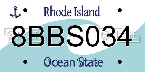 8BBS034 Rhode Island License Plate
