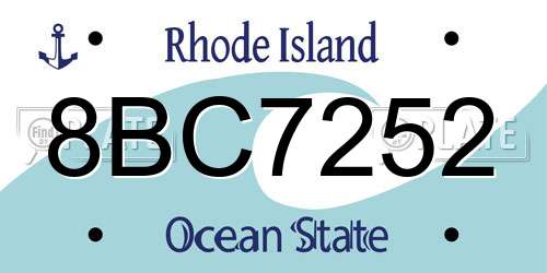 8BC7252 Rhode Island License Plate