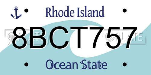 8BCT757 Rhode Island License Plate