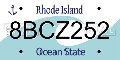 8BCZ252 Rhode Island License Plate